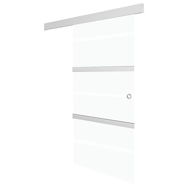 Porta Scorrevole in Vetro ESG e Alluminio 76x212 cm Argento