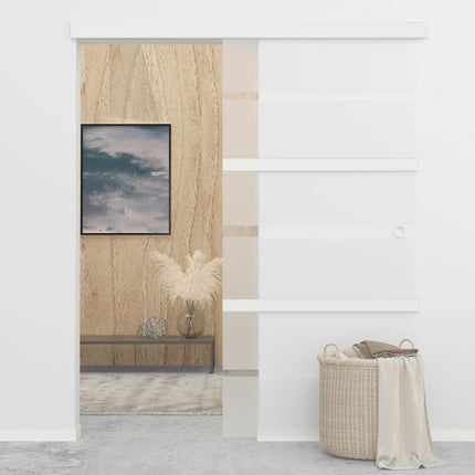 Porta Scorrevole in Vetro ESG e Alluminio 102,5x212 cm Argento