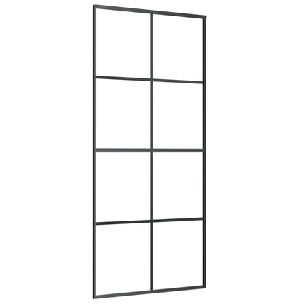 Porta Scorrevole in Vetro ESG e Alluminio 90x205 cm Nera