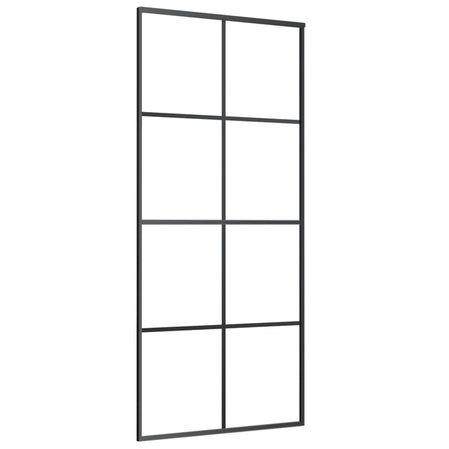 Porta Scorrevole in Vetro ESG e Alluminio 90x205 cm Nera