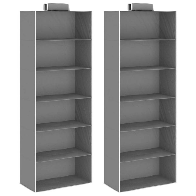 Organizer per Armadio da Appendere con 6 Ripiani 2 pz Tessuto