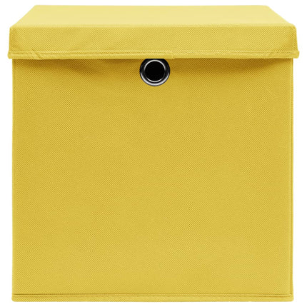 Scatole con Coperchi 10pz Gialle 32x32x32 cm Tessuto