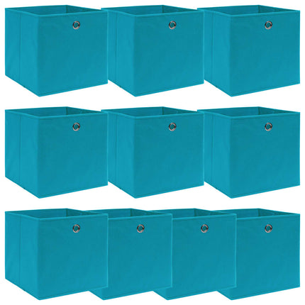 Scatole Portaoggetti 10pz Azzurre 32x32x32 cm Tessuto