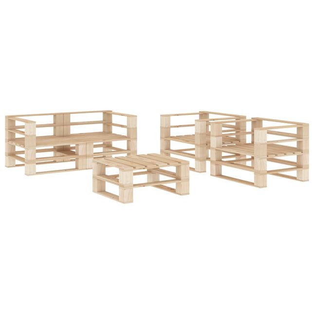 Set Divani da Giardino Pallet 5 pz in Legno