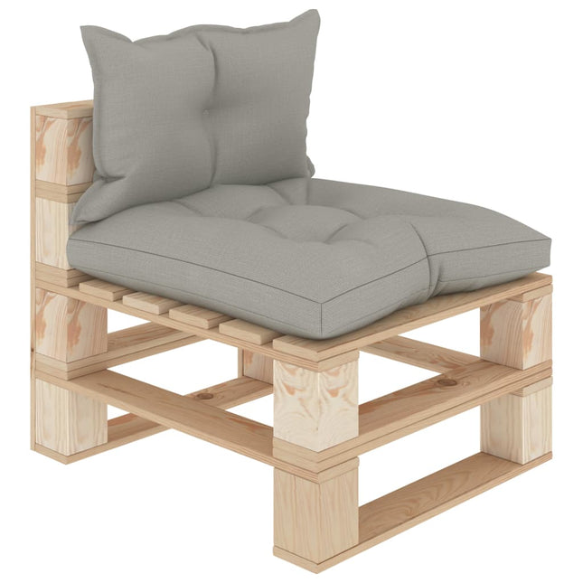Divano Centrale da Giardino in Pallet e Cuscini Talpa in Legno