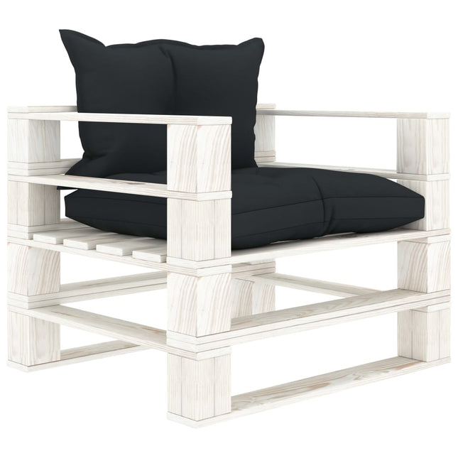Poltrona da Giardino Pallet con Cuscini Antracite in Legno