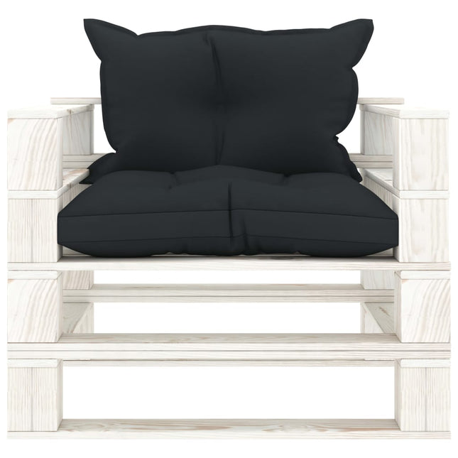 Poltrona da Giardino Pallet con Cuscini Antracite in Legno