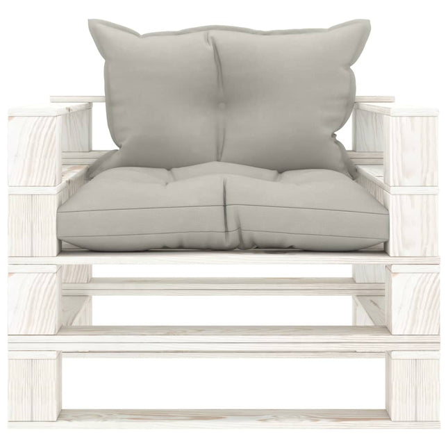 Poltrona da Giardino Pallet con Cuscini Tortora in Legno