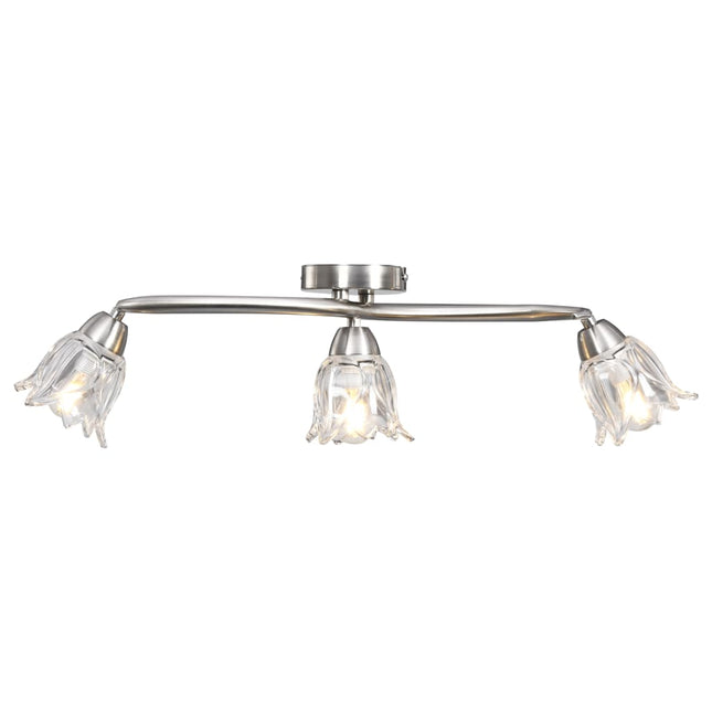 Lampadario con Paralumi in Vetro per 3 Lampadine E14 Tulipano