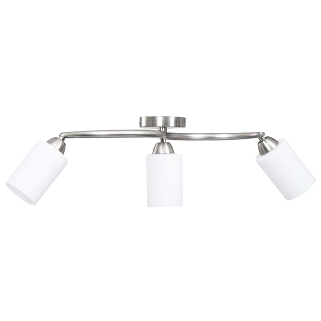 Lampadario Paralume in Ceramica a Cono Bianco 3 Lampadine E14