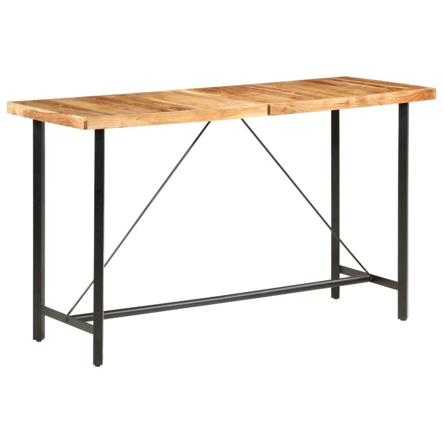 Set per Bar 9 pz in Legno Massello di Acacia Vera Pelle e Tela