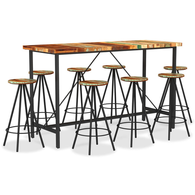 Set da Bar 9 pz in Legno Massello di Recupero