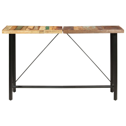 Set da Bar 9 pz in Legno Massello di Recupero Vera Pelle e Tela