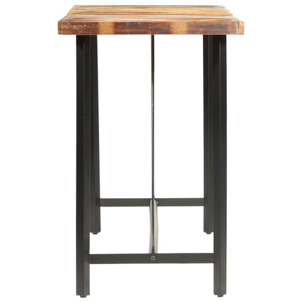 Set da Bar 9 pz in Legno Massello di Recupero Vera Pelle e Tela