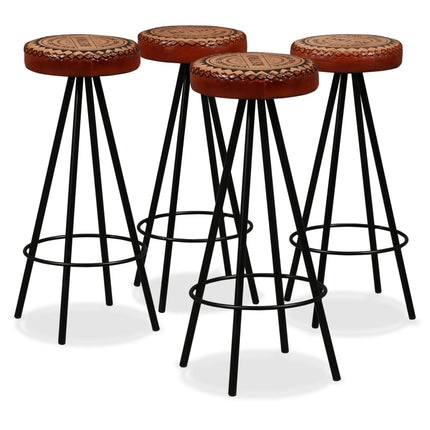 Set da Bar 9 pz in Legno Massello di Recupero Vera Pelle e Tela