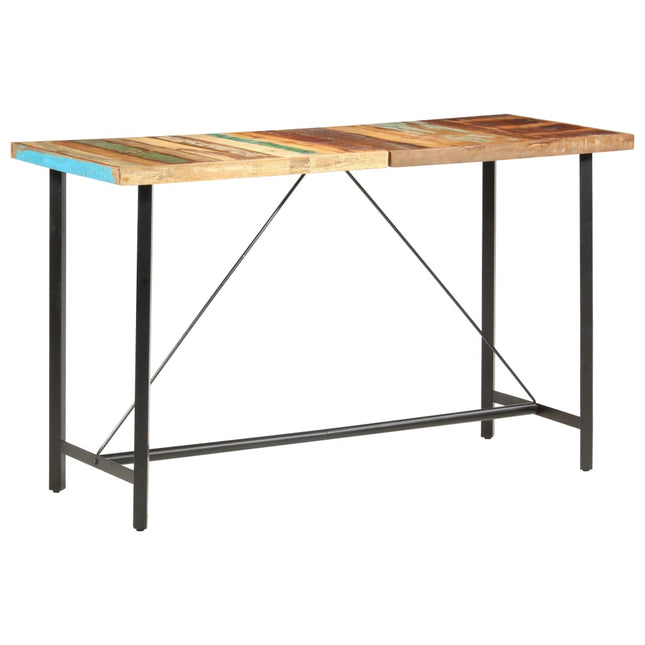 Set da Bar 7 pz in Legno Massello di Recupero e Vera Pelle