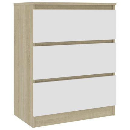 Credenza Bianca e Rovere Sonoma 60x35x76cm in Legno Multistrato