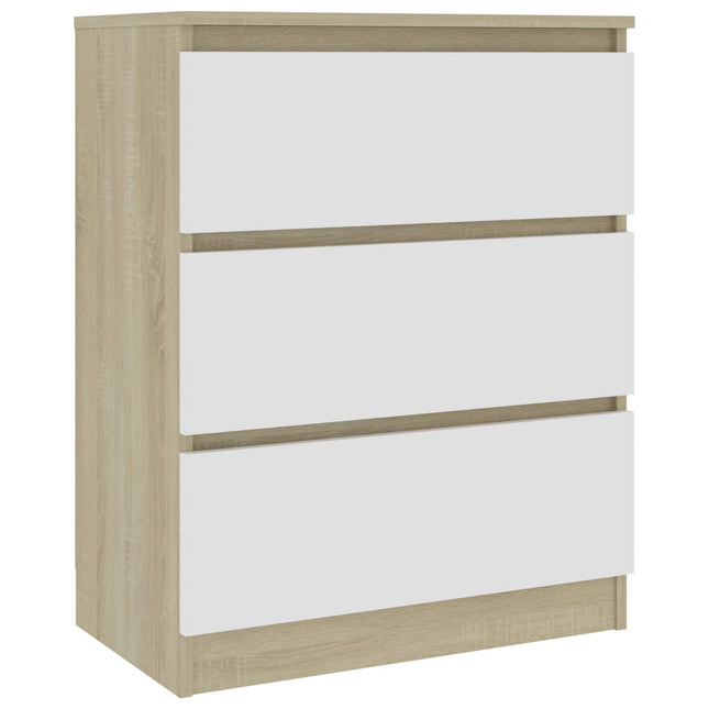 Credenza Bianca e Rovere Sonoma 60x35x76cm in Legno Multistrato