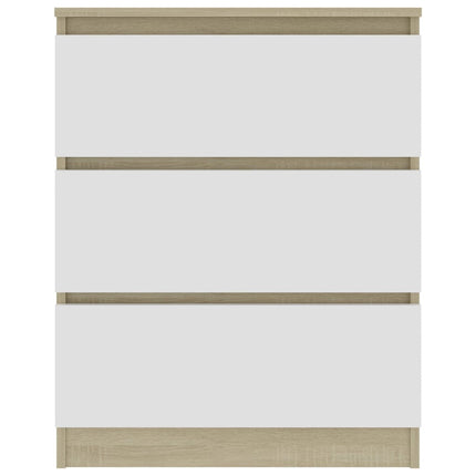 Credenza Bianca e Rovere Sonoma 60x35x76cm in Legno Multistrato
