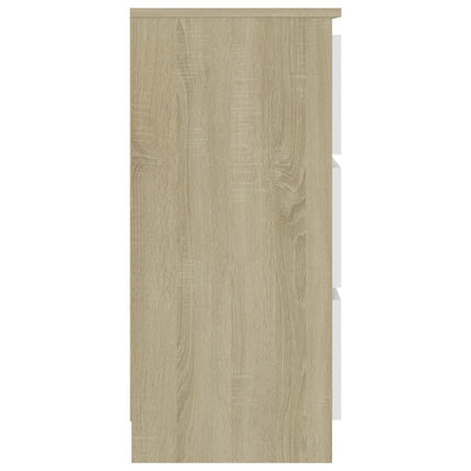 Credenza Bianca e Rovere Sonoma 60x35x76cm in Legno Multistrato