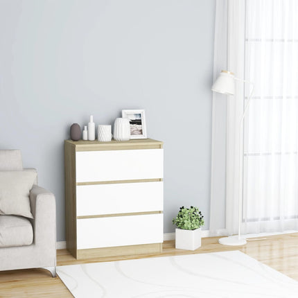 Credenza Bianca e Rovere Sonoma 60x35x76cm in Legno Multistrato