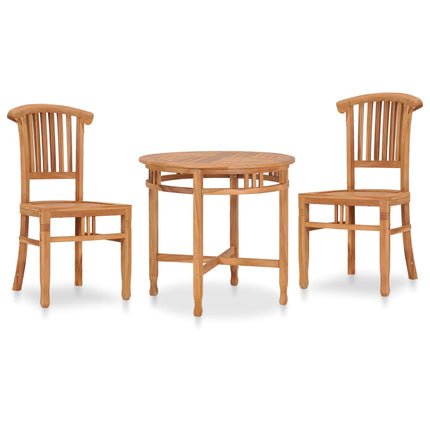Set da Pranzo da Giardino 3 pz in Legno Massello di Teak