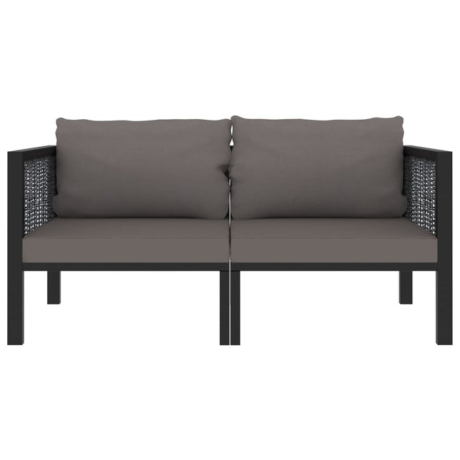 Divano a 2 Posti con Cuscini Antracite in Polyrattan