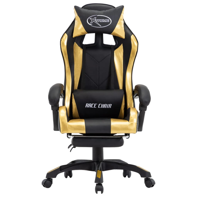 Sedia da Gaming con Poggiapiedi Oro e Nera in Similpelle