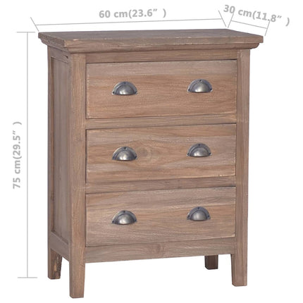 Credenza con 3 Cassetti 60x30x75 cm in Legno Massello di Teak