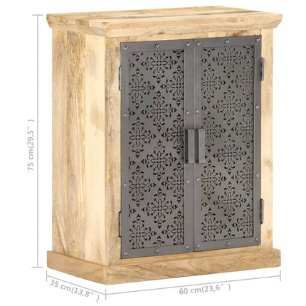 Credenza con Ante in Acciaio 60x35x75 cm in Massello di Mango