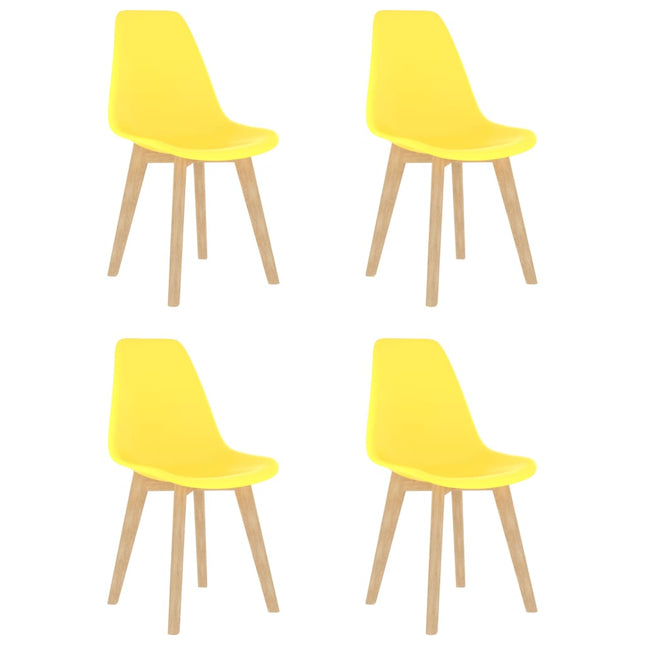 Sedie da Pranzo 4 pz Gialle in Plastica