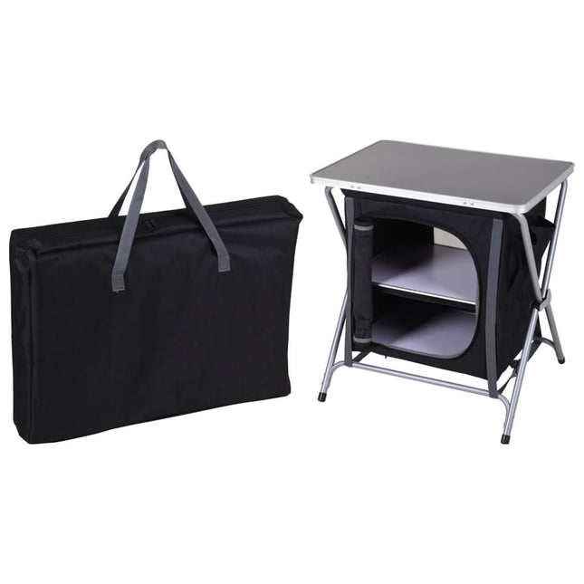 Armadietto Pieghevole da Campeggio Nero 60x45x64 cm