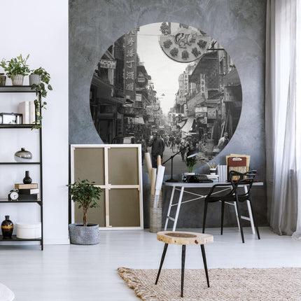WallArt Carta da Parati Circolare Hong Kong the Old Days 190 cm