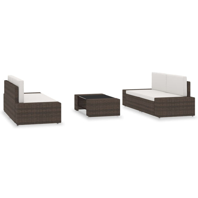 Set Divani da Giardino 5 pz in Polyrattan Marrone