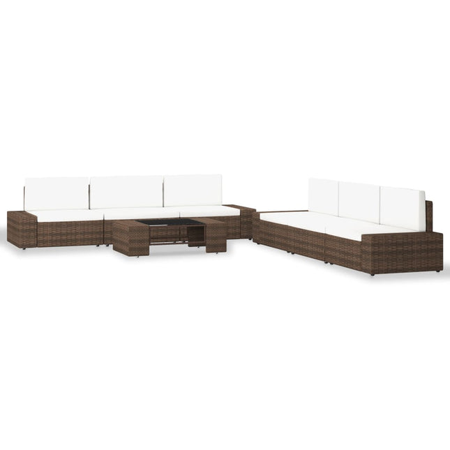 Set Divani da Giardino 7 pz in Polyrattan Marrone