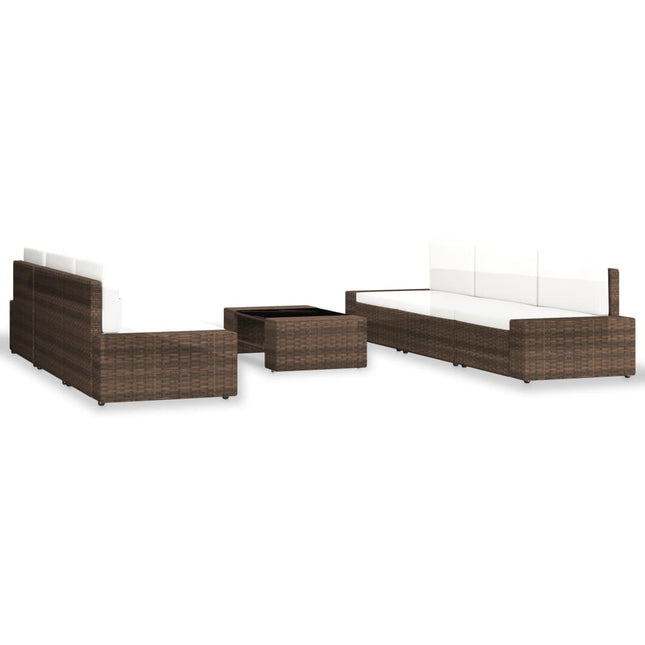 Set Divani da Giardino 7 pz in Polyrattan Marrone