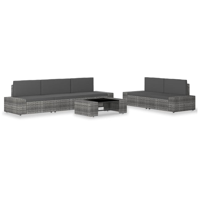 Set Divani da Giardino 6 pz in Polyrattan Grigio