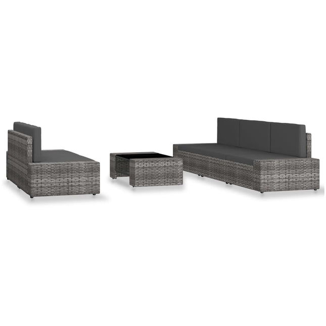 Set Divani da Giardino 6 pz in Polyrattan Grigio