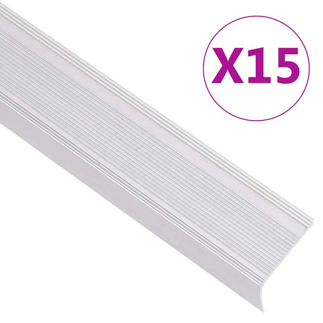 Profili a L per Gradini 15 pz in Alluminio 90 cm Argento