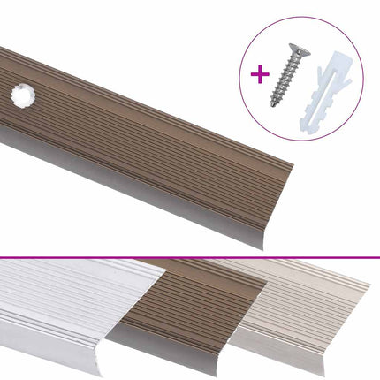 Profili a L per Gradini 5 pz in Alluminio 90 cm Marrone