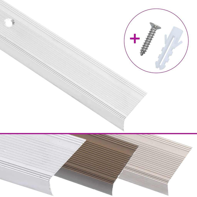 Profili a L per Gradini 5 pz in Alluminio 100 cm Argento