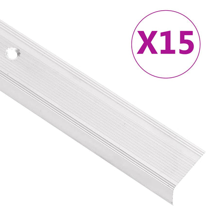 Profili a L per Gradini 15 pz in Alluminio 100 cm Argento