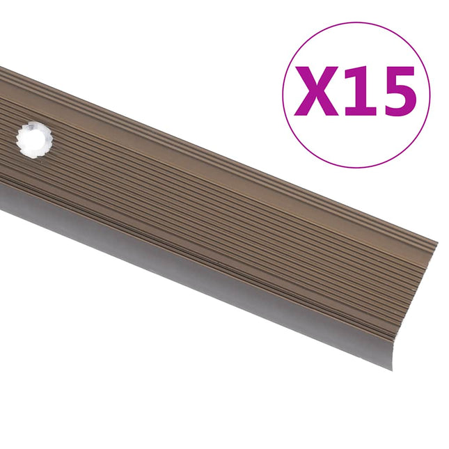 Profili a L per Gradini 15 pz in Alluminio 100 cm Marrone