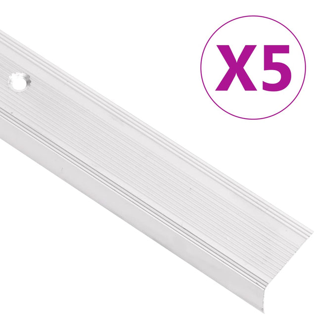 Profili a L per Gradini 10 pz in Alluminio 67 cm Argento
