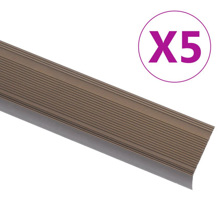 Profili a L per Gradini 5 pz in Alluminio 67 cm Marrone