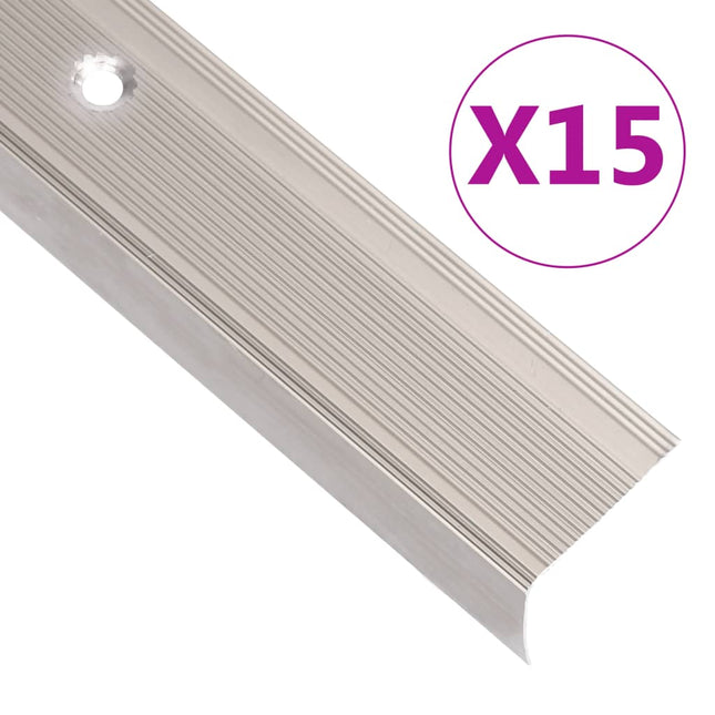 Profili a L per Gradini 30 pz in Alluminio 67 cm Champagne