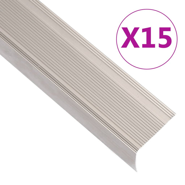 Profili a L per Gradini 15 pz in Alluminio 67 cm Champagne