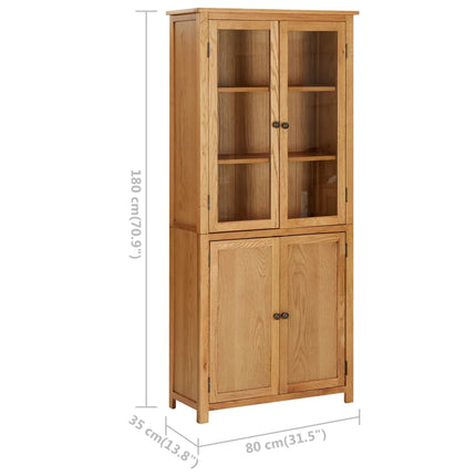 289180 vidaXL Libreria con 4 Ante 80x35x180 cm Rovere Massello e Vetro