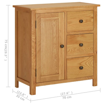 Credenza 70x35x75 cm Legno Massello di Rovere
