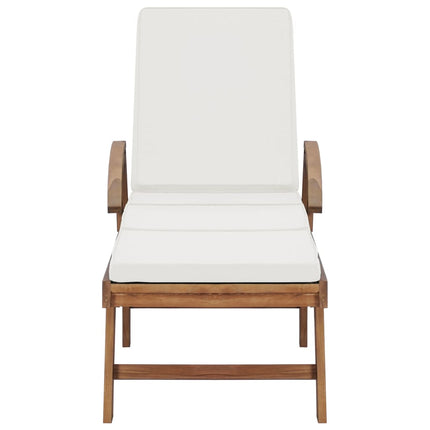 Lettini Prendisole con Cuscini 2 pz in Legno di Teak Crema